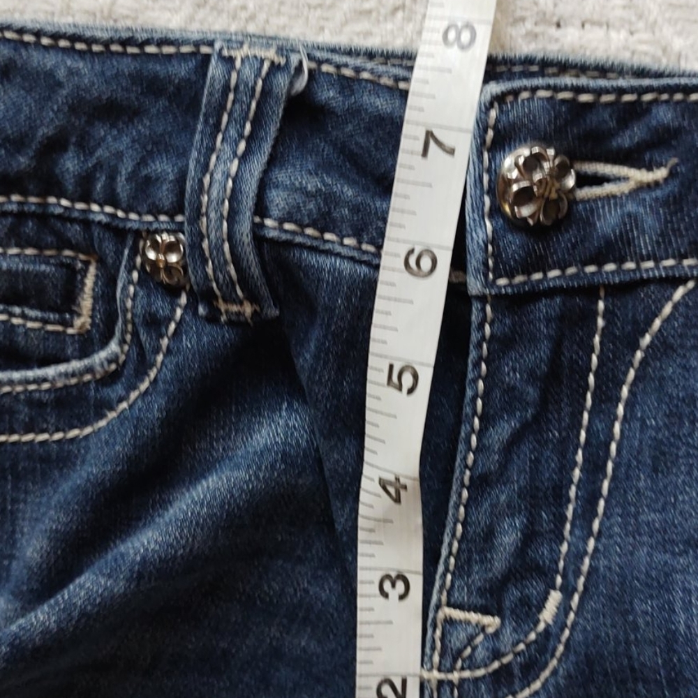 Sz 28R Miss Me Dark Distressed Bootcut Jean - Picture 7 of 8
